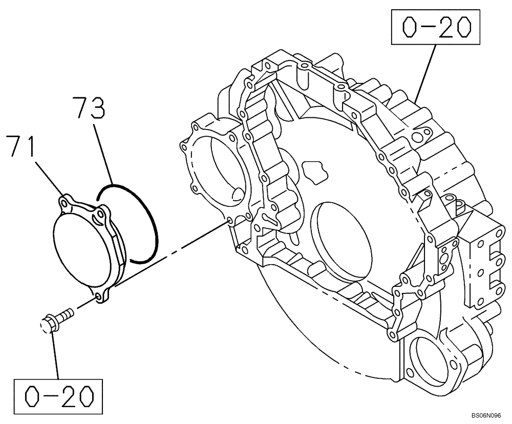 Схема запчастей Case CX240BLR - (02-33) - ENGINE FLYWHEEL HOUSING (02) - ENGINE