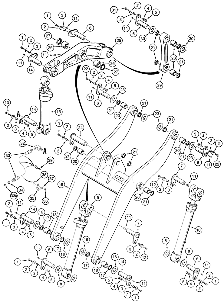 Схема запчастей Case 621C - (09-005) - FRAME LOADER LIFT, Z BAR LOADER (09) - CHASSIS