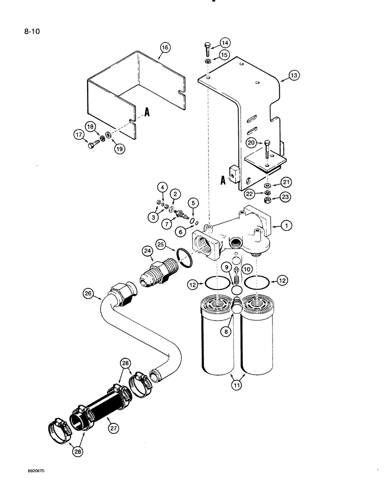 Схема запчастей Case 821 - (8-010) - HYDRAULIC CIRCUIT, OIL FILTER TO HYDRAULIC RESERVOIR (08) - HYDRAULICS