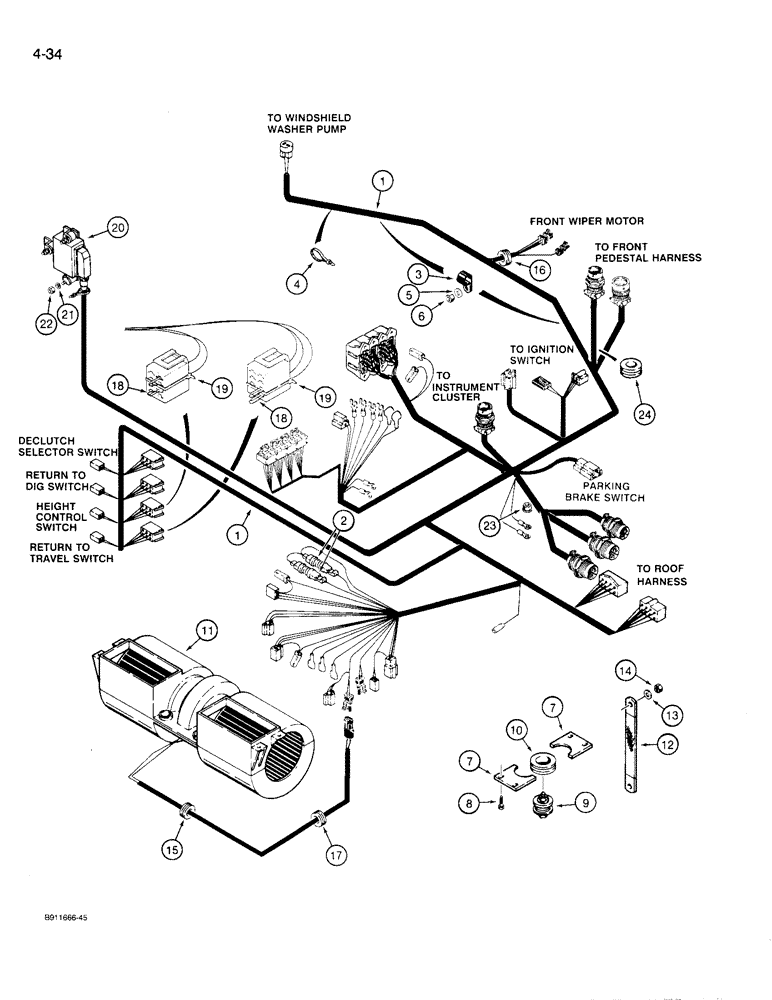 Схема запчастей Case 721 - (4-34) - MAIN CAB HARNESS, TRANSMISSION CONTROL, *P.I.N. JAK0022758 (04) - ELECTRICAL SYSTEMS