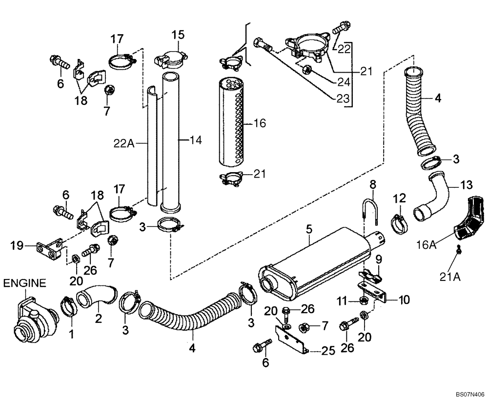 Схема запчастей Case 327B - (08A00000661[001]) - ENGINE EXHAUST (87398741) (01) - ENGINE