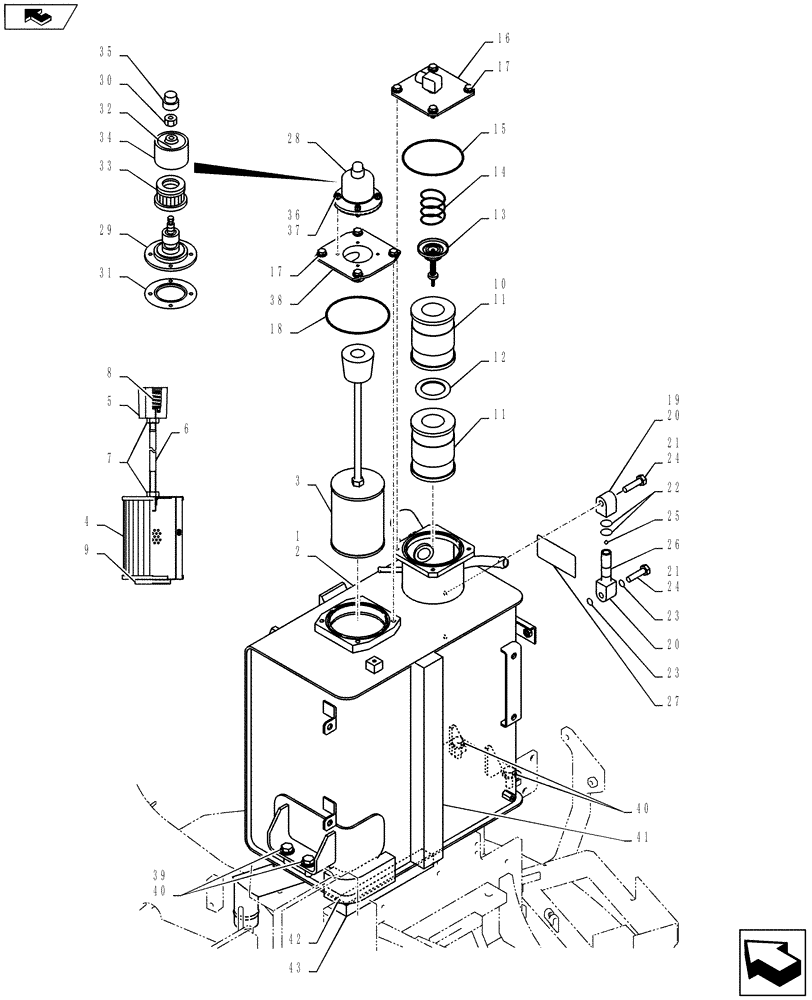 Схема запчастей Case CX55BMSR - (01-013[00]) - HYD TANK INSTALL (35) - HYDRAULIC SYSTEMS