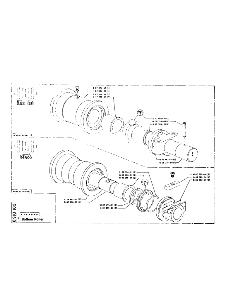 Схема запчастей Case 220CKS - (36) - BOTTOM ROLLER (04) - UNDERCARRIAGE