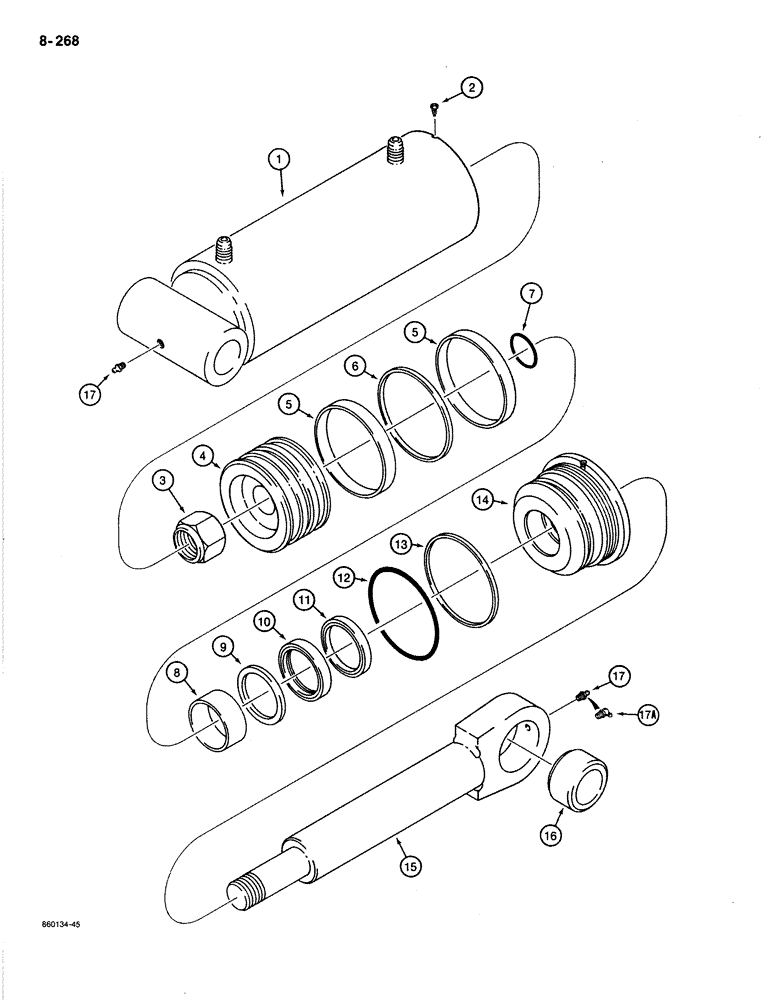 Схема запчастей Case 1080B - (8-268) - WRIST-O-TWIST CYLINDER - S618639 (08) - HYDRAULICS