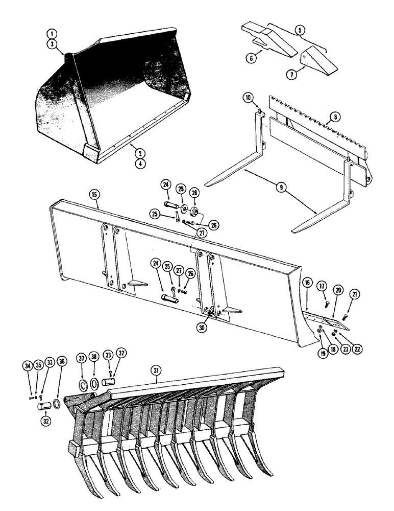 Схема запчастей Case W10 - (186) - BUCKETS - REGULAR (09) - CHASSIS