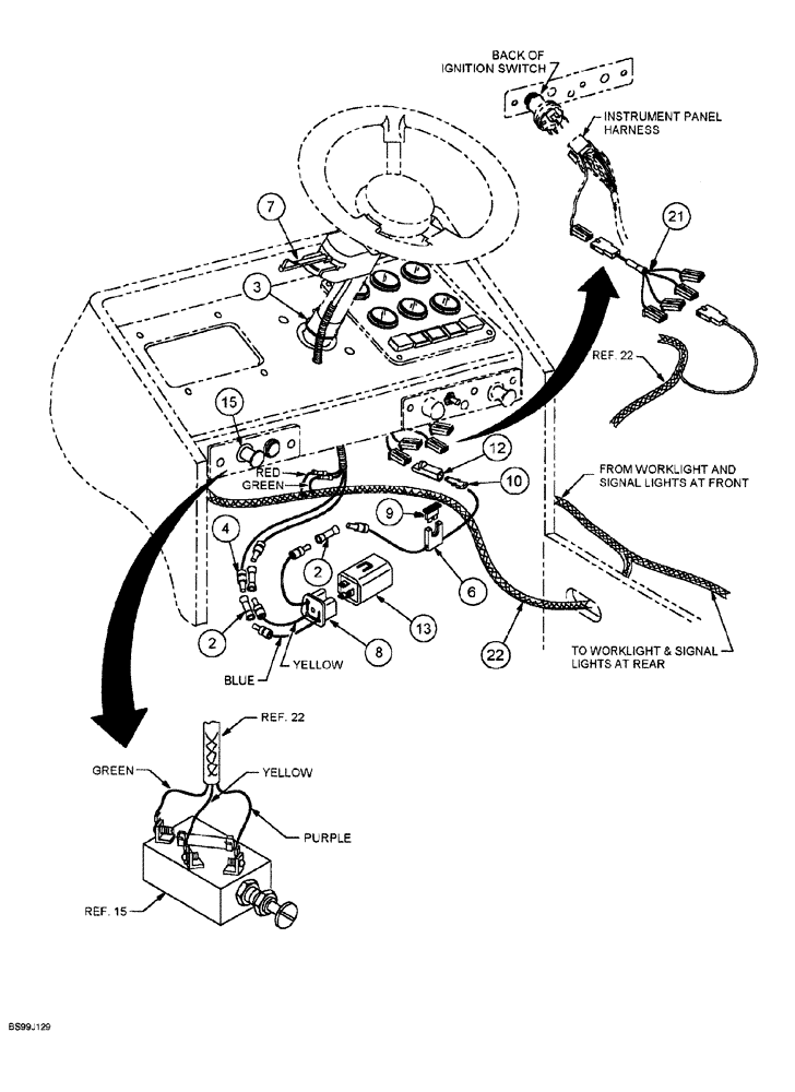 Схема запчастей Case 689G - (04-30) - OPTIONAL WORK LIGHT, TURN SIGNAL AND FLASHER WIRING (04) - ELECTRICAL SYSTEMS