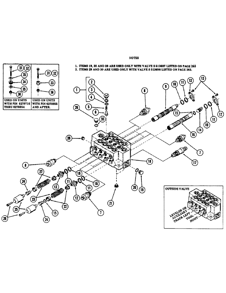 Схема запчастей Case 40 - (262) - 4-SPOOL MAIN CONTROL VALVE, (OUTSIDE VALVE) (35) - HYDRAULIC SYSTEMS