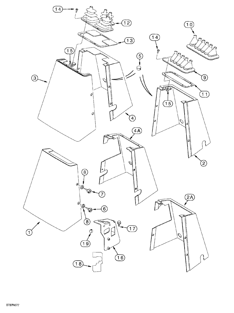 Схема запчастей Case 580SL - (9-024) - BACKHOE CONTROL TOWER COVERS (09) - CHASSIS/ATTACHMENTS