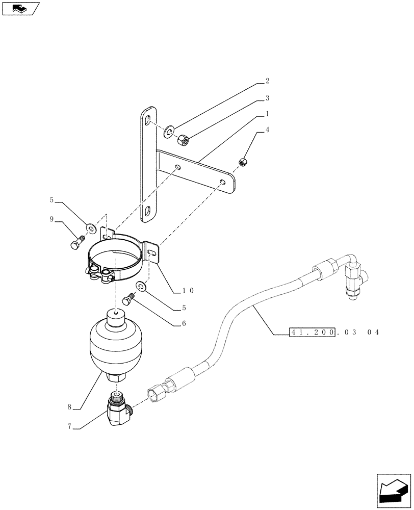 Схема запчастей Case 721F - (41.200.03[05]) - STEERING AUXILIARY, ACCUMULATOR (41) - STEERING