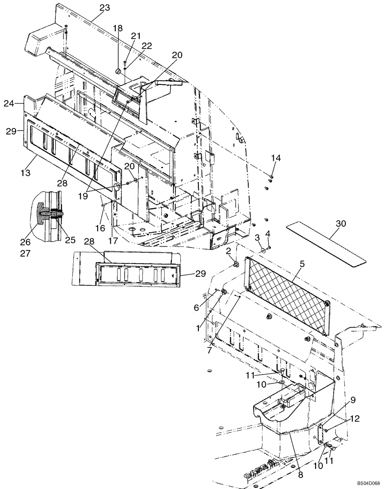 Схема запчастей Case 521D - (09-36B) - CAB - PANELS AND STORAGE - BACK AND LEFT SIDE (09) - CHASSIS