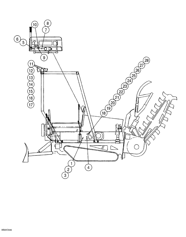 Схема запчастей Case TF300 - (04-02) - ELECTRICAL HARNESS, LAMPS AND HORN (TF300 TRENCHER) (04) - ELECTRICAL SYSTEMS