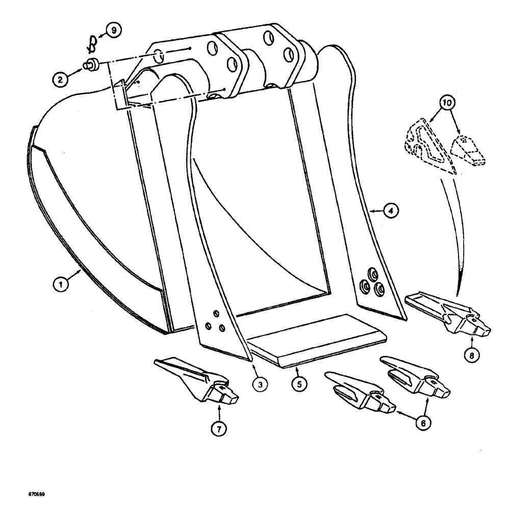 Схема запчастей Case 688 - (9-094) - BACKHOE BUCKET, BACKHOE BUCKET 37-1/2" WIDE (09) - CHASSIS