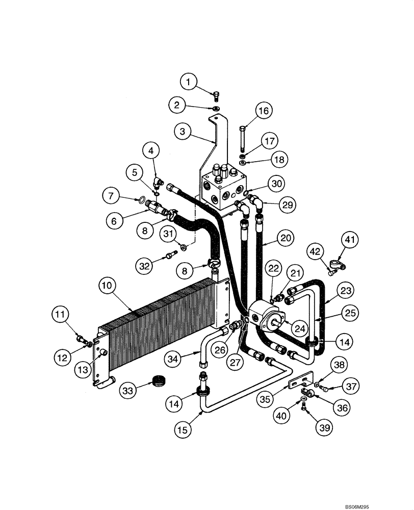 Схема запчастей Case 845 - (08.29B[00]) - ENGINE COOLING - REVERSIBLE FAN HYDRAULIC CIRCUIT (08) - HYDRAULICS