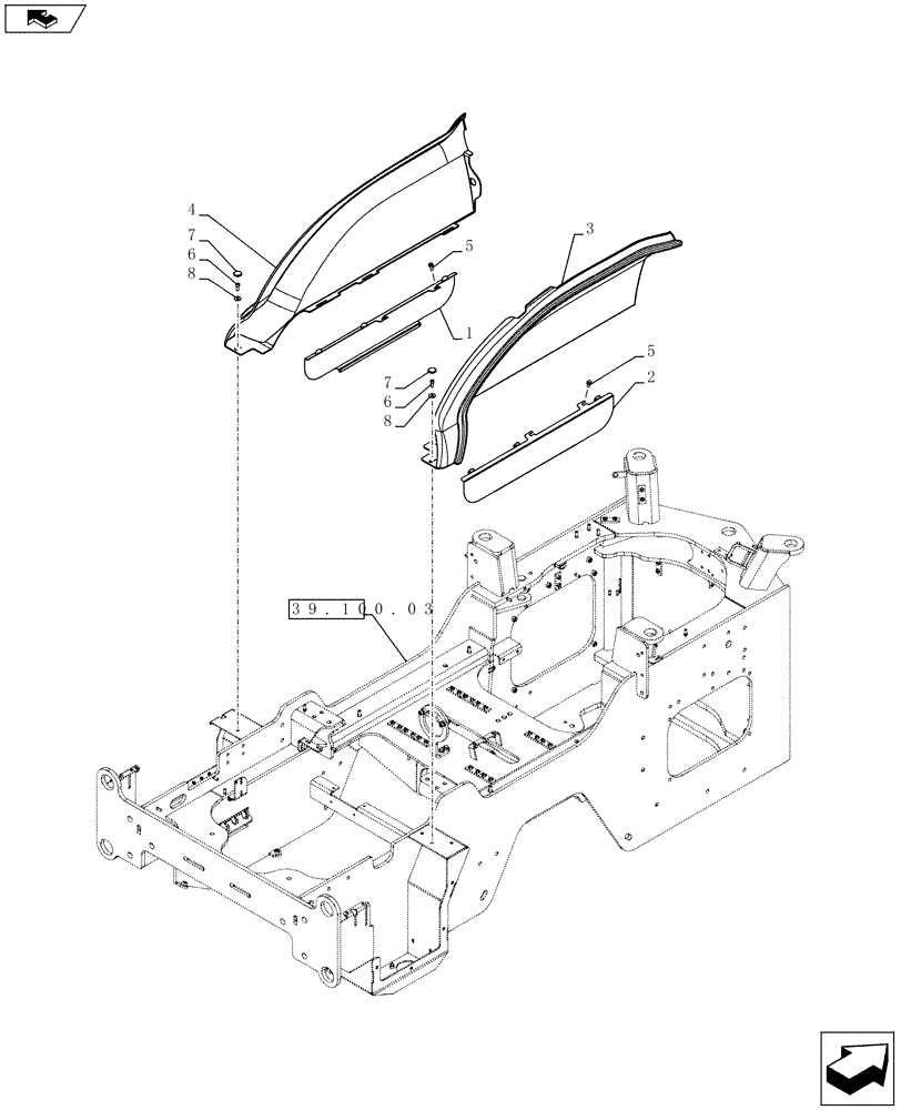 Схема запчастей Case 821F - (90.116.02) - REAR WHEEL WELL FENDERS AND FENDER GUARDS (90) - PLATFORM, CAB, BODYWORK AND DECALS