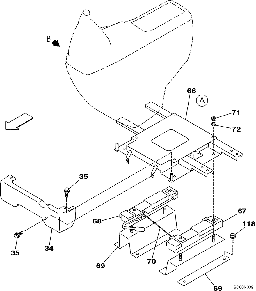 Схема запчастей Case CX160 - (09-16) - SEAT, MOUNTING (09) - CHASSIS/ATTACHMENTS