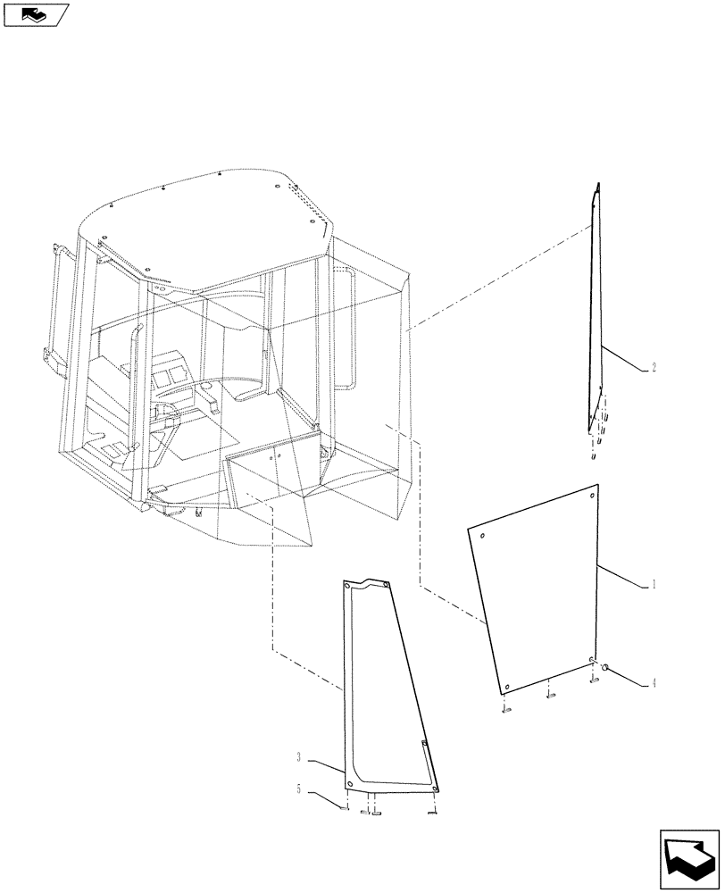 Схема запчастей Case 1121F - (90.156.02) - CAB - FRONT GLASS (90) - PLATFORM, CAB, BODYWORK AND DECALS