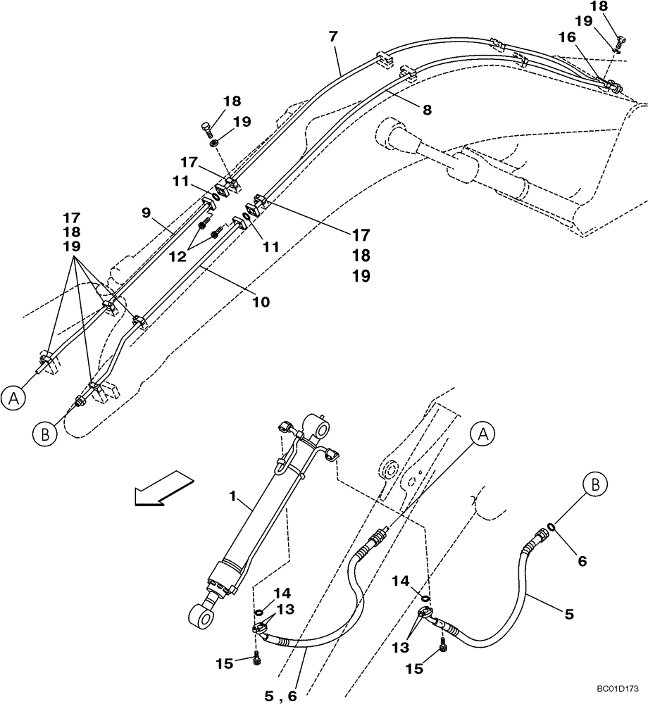 Схема запчастей Case CX330 - (08-19) - HYDRAULICS - BUCKET, 4,04 METER (13 FT 3 IN) ARM (08) - HYDRAULICS