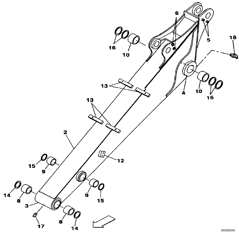 Схема запчастей Case CX80 - (09-47) - ARM, STANDARD - 1,70 M (5 FT 7 IN ) (09) - CHASSIS/ATTACHMENTS