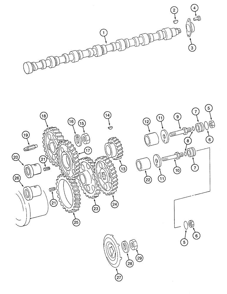 Схема запчастей Case 9060 - (2-40) - CAMSHAFT AND TIMING GEARS (02) - ENGINE