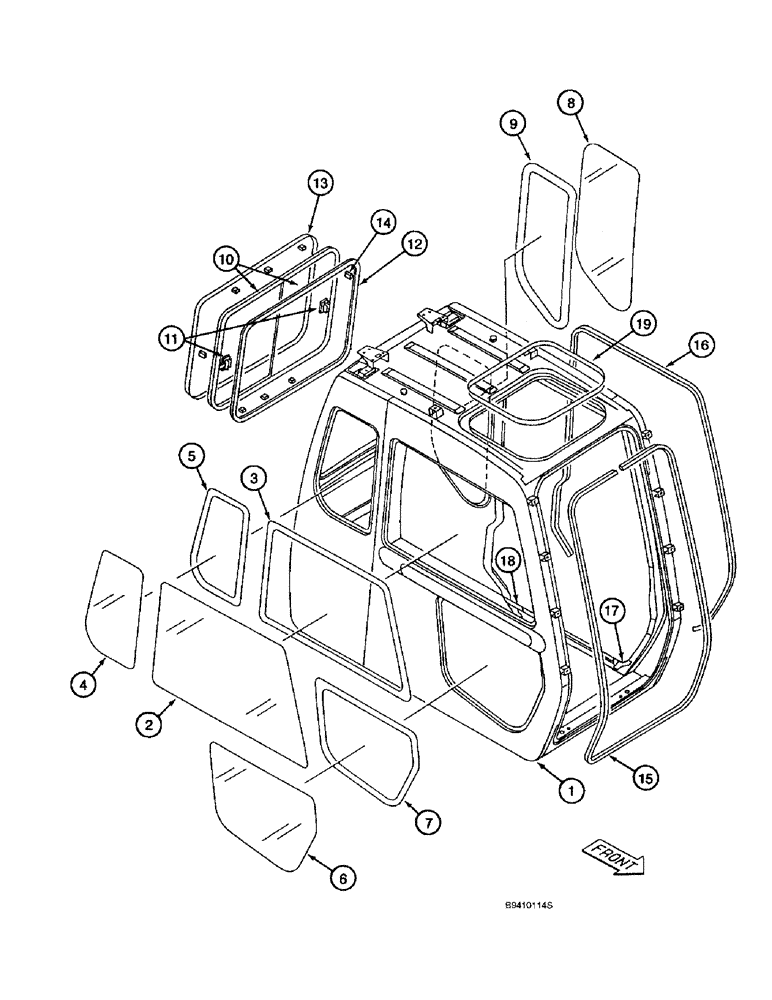 Схема запчастей Case 9060B - (9-042) - CAB WINDOWS AND SEALS (09) - CHASSIS