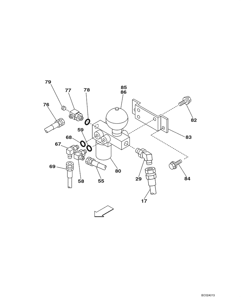 Схема запчастей Case CX290 - (08-44) - ACCUMULATOR - PILOT PRESSURE, RETURN LINES (08) - HYDRAULICS