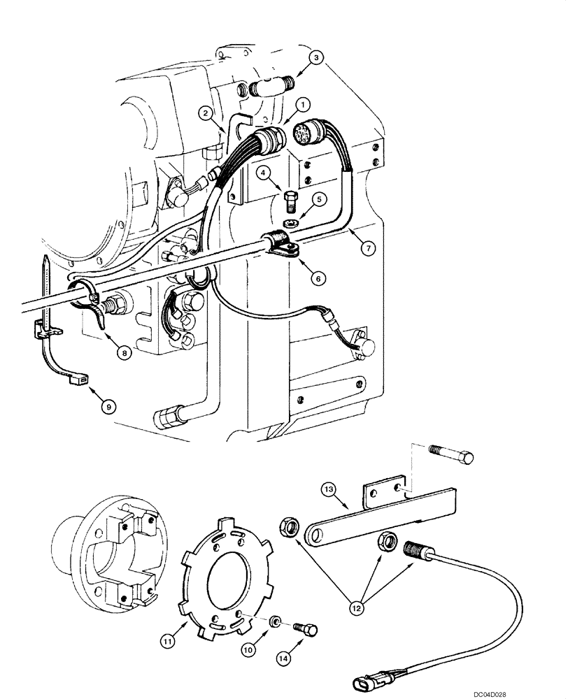 Схема запчастей Case 885 - (04.14[00]) - ELECTRIC SYSTEM - TRANSMISSION (04) - ELECTRICAL SYSTEMS