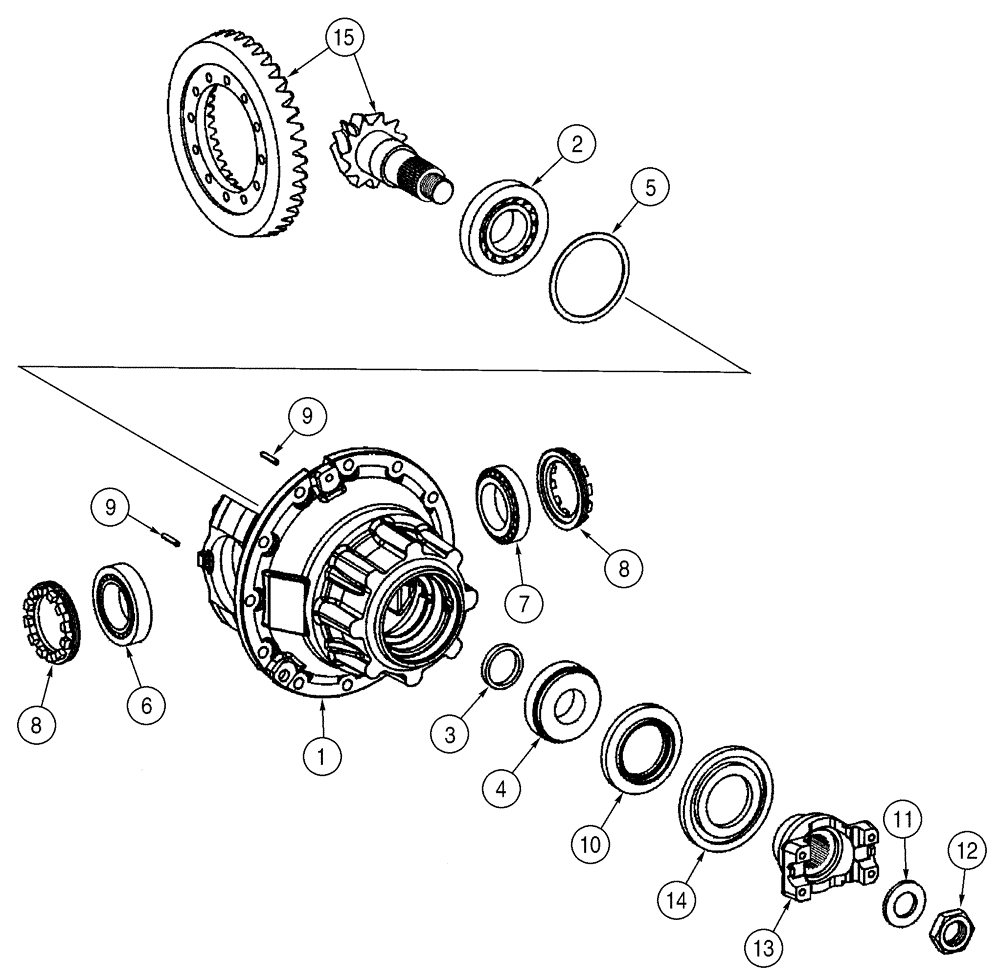 Схема запчастей Case 621D - (06-22B) - AXLE, FRONT - DIFFERENTIAL CARRIER (06) - POWER TRAIN