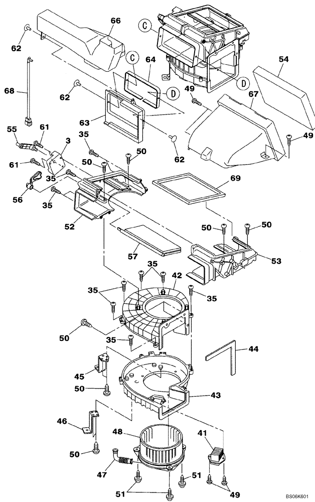 Схема запчастей Case CX290B - (09-22) - AIR CONDITIONING - EVAPORATOR (09) - CHASSIS/ATTACHMENTS