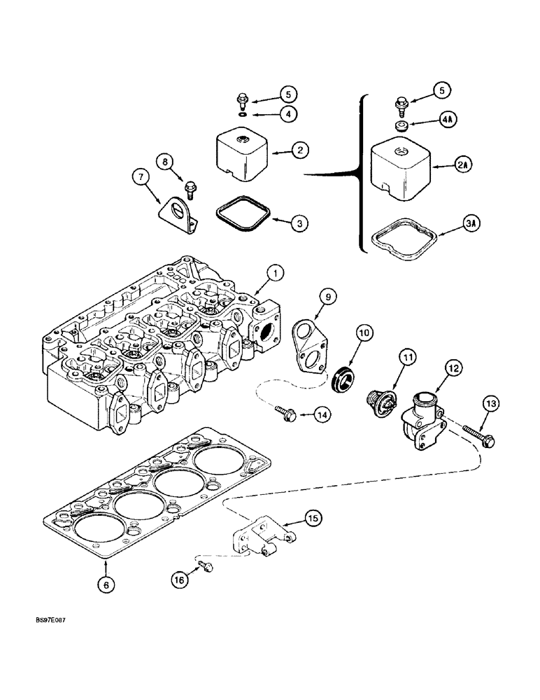 Схема запчастей Case 580L - (2-032) - CYLINDER HEAD COVERS, 4-390 ENGINE, 4T-390 ENGINE (02) - ENGINE