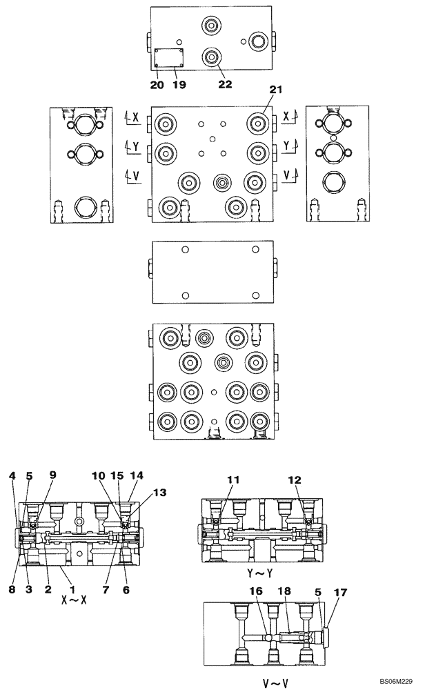 Схема запчастей Case CX210BNLC - (08-80) - VALVE, PILOT - PILOT CONTROL LINES (08) - HYDRAULICS