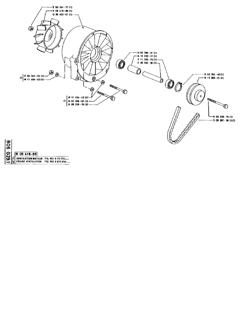 Схема запчастей Case 90BCL - (138) - ENGINE VENTILATION F6L 912:6 073 350 (01) - ENGINE