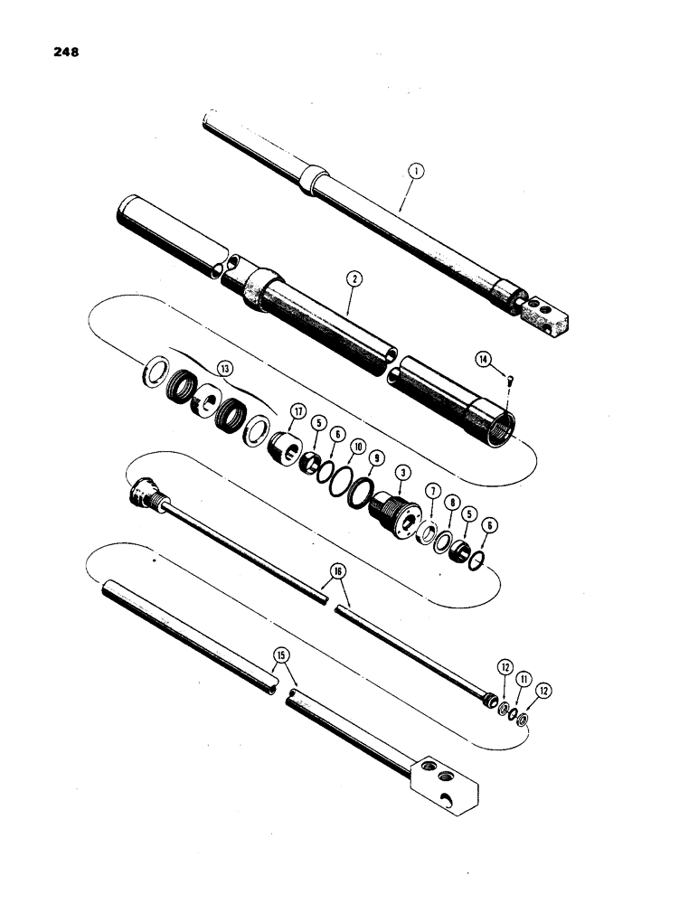 Схема запчастей Case 450 - (248) - D34302 DOZER ANGLING CYLINDER, 2" DIAMETER CYLINDER WITH 36-1/2" STROKE (07) - HYDRAULIC SYSTEM