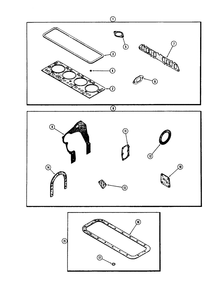 Схема запчастей Case 310G - (042) - ENGINE GASKET KITS, (148B) SPARK IGNITION ENGINE (01) - ENGINE