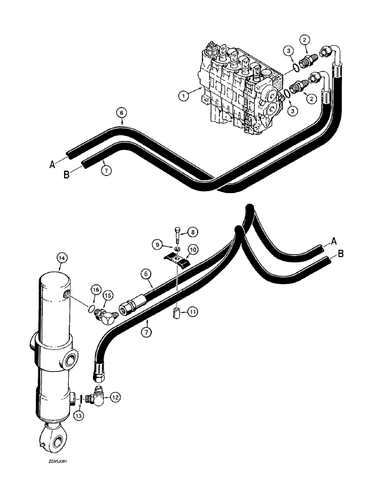 Схема запчастей Case 550E - (8-16) - RIPPER HYDRAULIC CIRCUIT (08) - HYDRAULICS