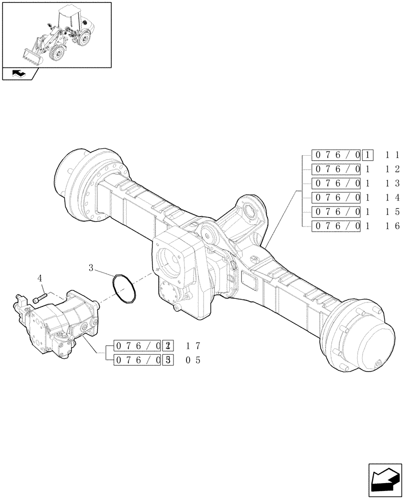 Схема запчастей Case 321E - (076/03[03]) - 20 KM/H - 35 KM/H REAR AXLE (HIGH SPEED): HYDRAULIC MOTOR ASSY (05) - REAR AXLE