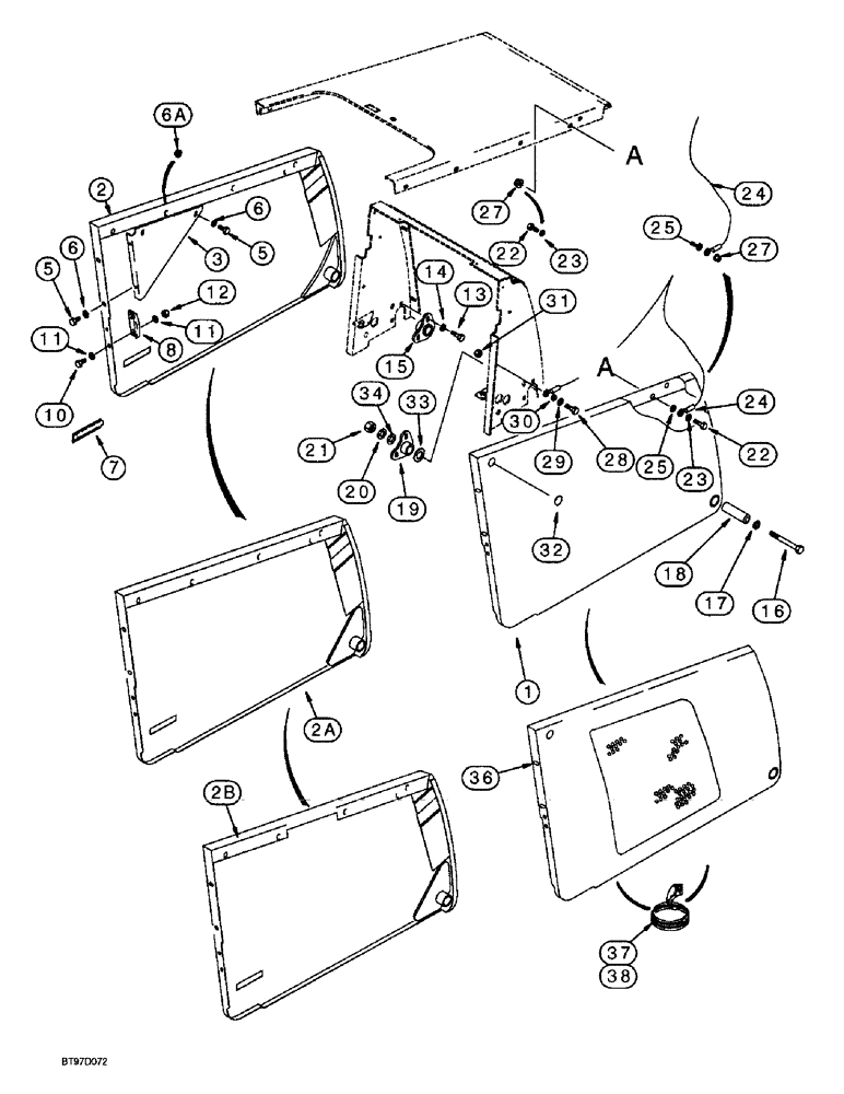 Схема запчастей Case 580SL - (9-072) - ENGINE SIDE PANELS (09) - CHASSIS/ATTACHMENTS