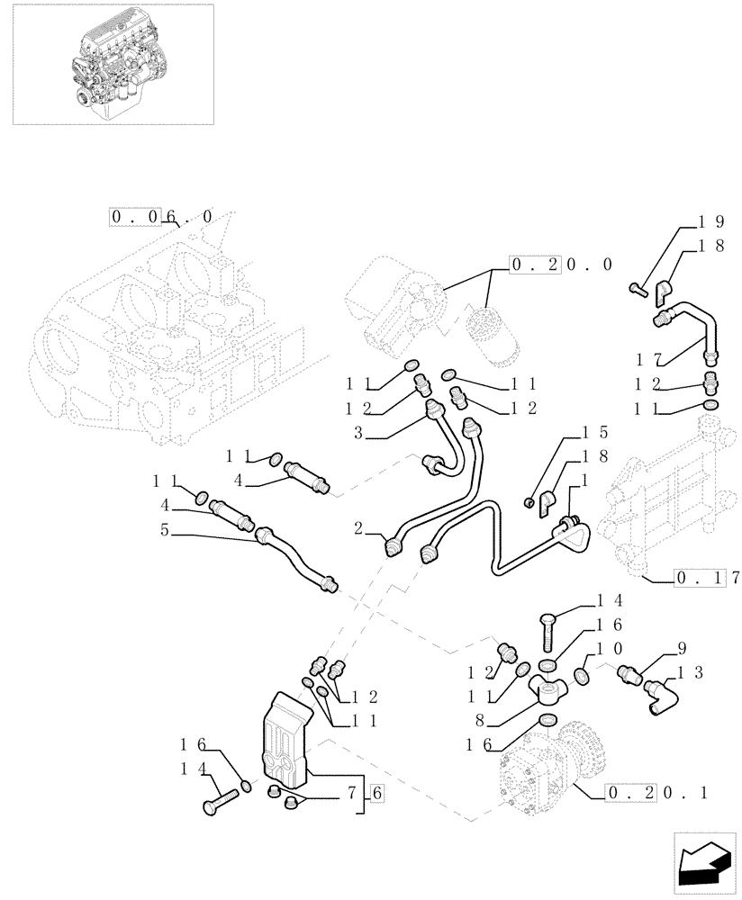 Схема запчастей Case F3BE0684E B003 - (0.20.3[01]) - FUEL LINES & RELATED PARTS (504041490) 