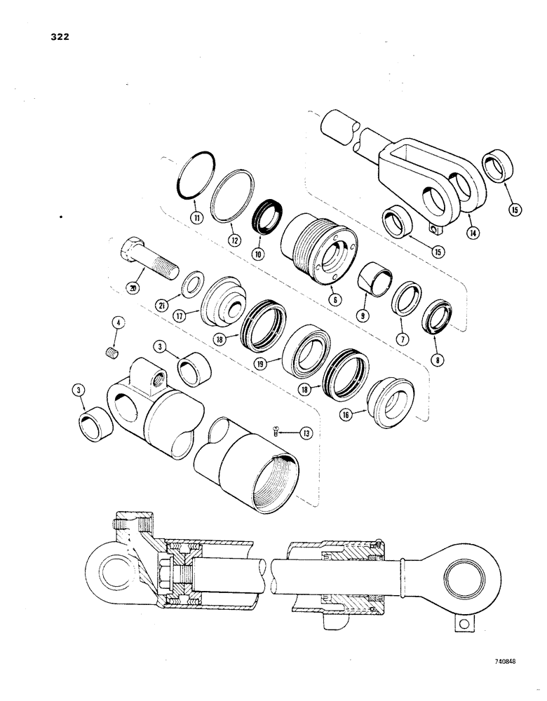 Схема запчастей Case 850 - (322) - G32689 AND G32690 LOADER LIFT CYLINDERS, GLAND IS STAMPED W/ CYLINDER PART NUMBER (07) - HYDRAULIC SYSTEM