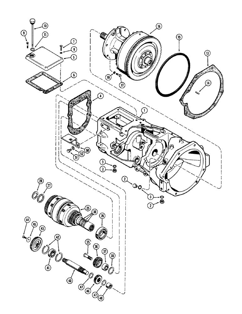 Схема запчастей Case 580B - (166) - TORQUE TUBE, POWER SHUTTLE (06) - POWER TRAIN