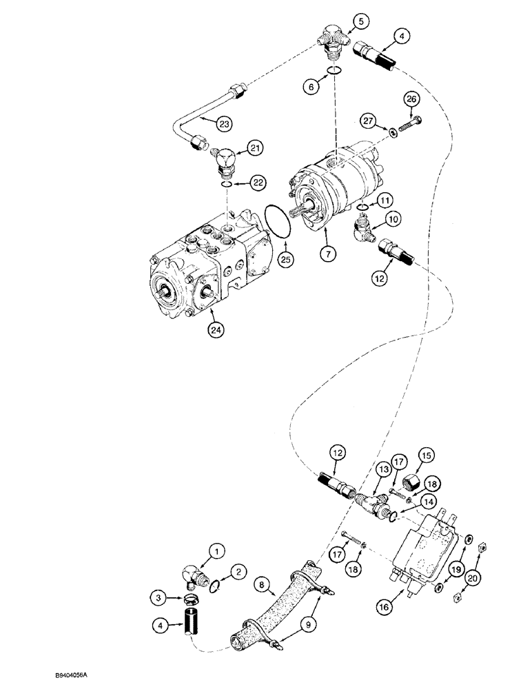 Схема запчастей Case 1825 - (8-08) - EQUIPMENT PUMP SUPPLY AND RETURN LINES, BEFORE P.I.N. JAF0096590 (08) - HYDRAULICS