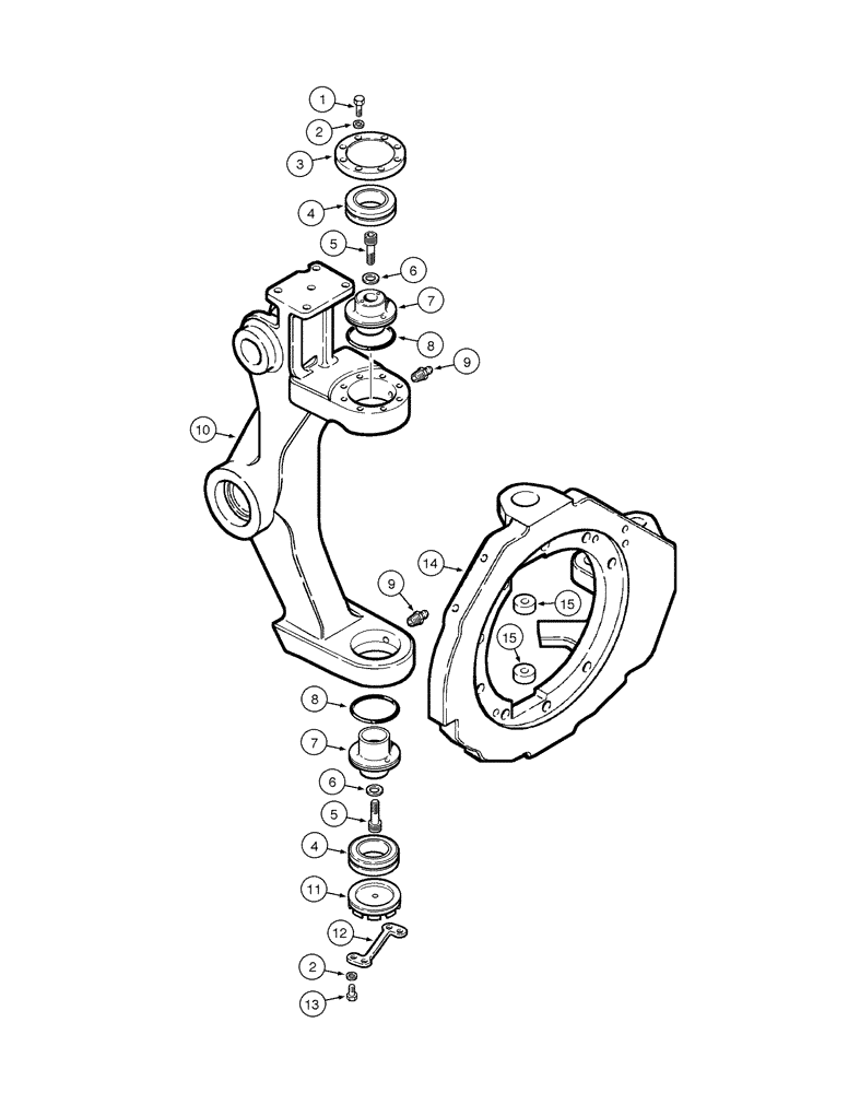 Схема запчастей Case 865 AWD - (06-48[01]) - FRONT AXLE - LEFT SIDE STEERING KNUCKLE - ASSEMBLY (06) - POWER TRAIN