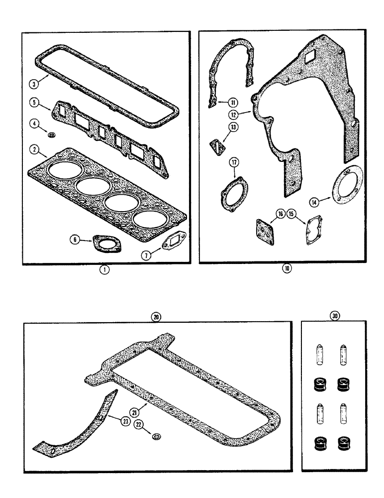 Схема запчастей Case 580B - (098) - ENGINE GASKET KITS, (188) SPARK IGNITION ENGINE (02) - ENGINE