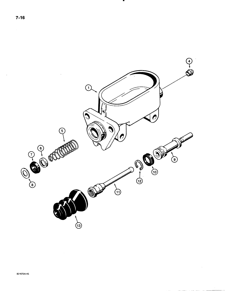 Схема запчастей Case 480E LL - (7-16) - D127519 BRAKE MASTER CYLINDER (07) - BRAKES