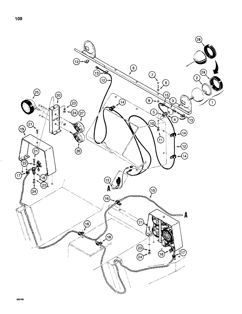 Схема запчастей Case 480C - (108) - ELECTRICAL SYSTEM AND LAMPS WITHOUT CANOPY OR CAB (55) - ELECTRICAL SYSTEMS