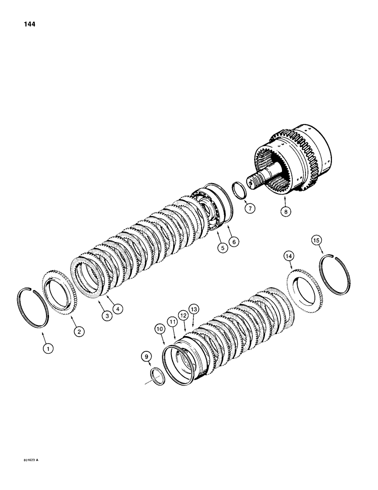 Схема запчастей Case 680H - (144) - TRANSMISSION REVERSE AND SECOND CLUTCH ASSEMBLY (06) - POWER TRAIN