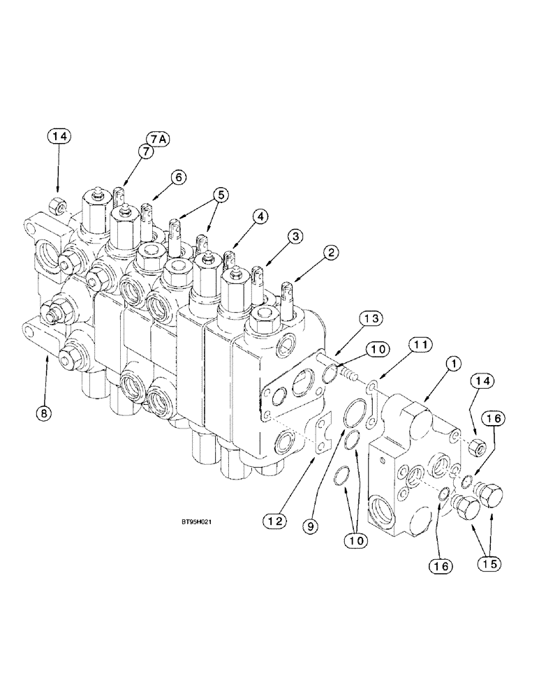 Схема запчастей Case 570LXT - (8-091A) - BACKHOE CONTROL VALVES, MODELS WITH EXTENDABLE DIPPER WITHOUT AUXILIARY HYDRAULICS (08) - HYDRAULICS