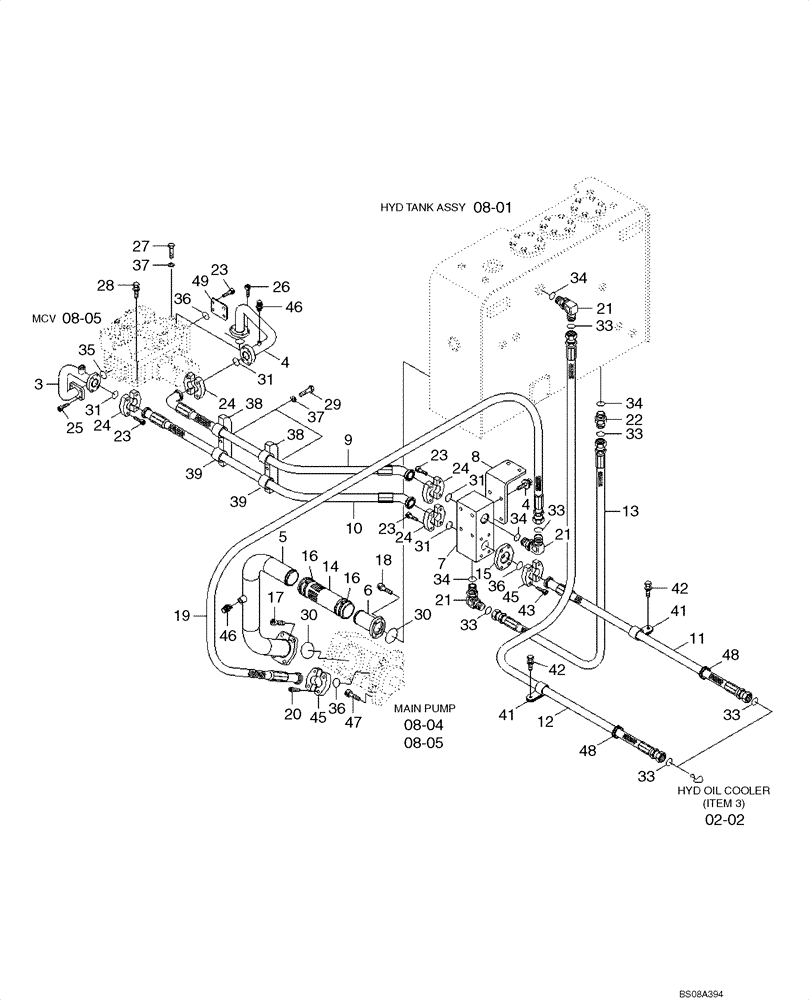 Схема запчастей Case 1221E - (08-03[01]) - HYDRAULICS - MAIN LINES (87700434) (08) - HYDRAULICS