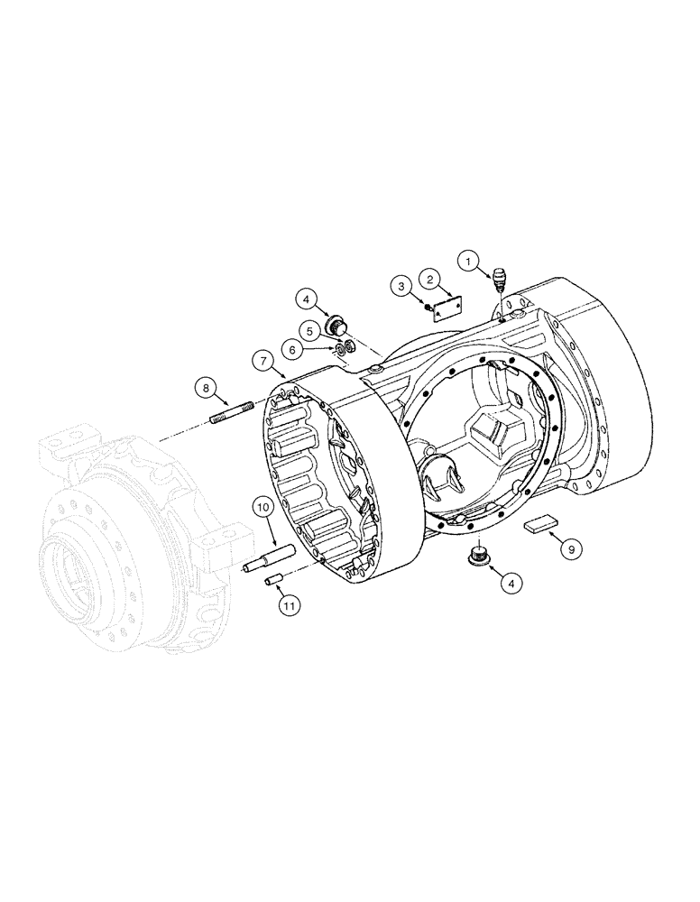 Схема запчастей Case 845 DHP - (06-58[01]) - REAR AXLE GRAZIANO - CENTER HOUSING (06) - POWER TRAIN