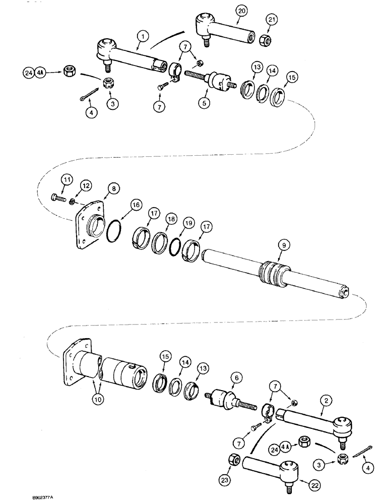 Схема запчастей Case 590 - (6-38) - FRONT DRIVE AXLE, STEERING CYLINDER (06) - POWER TRAIN