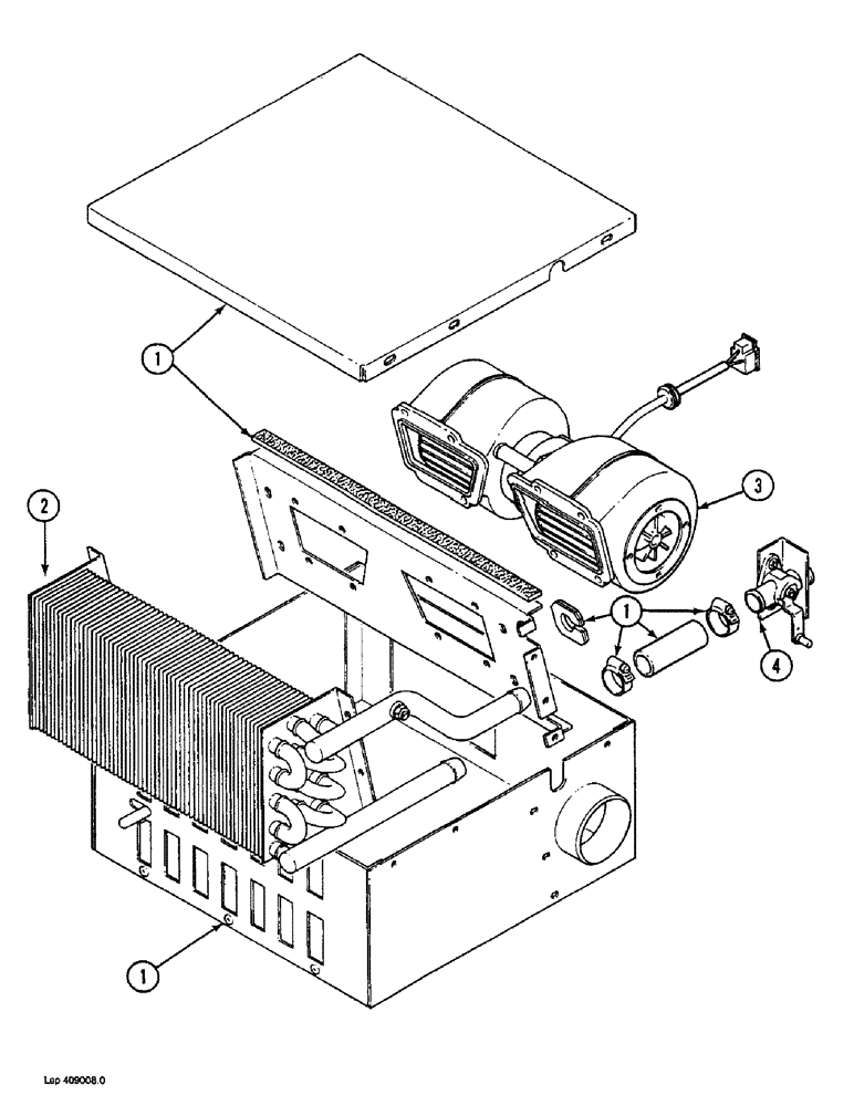 Схема запчастей Case 1088 - (4-33A) - CAB HEATER, KYSOR IF USED (04) - ELECTRICAL SYSTEMS